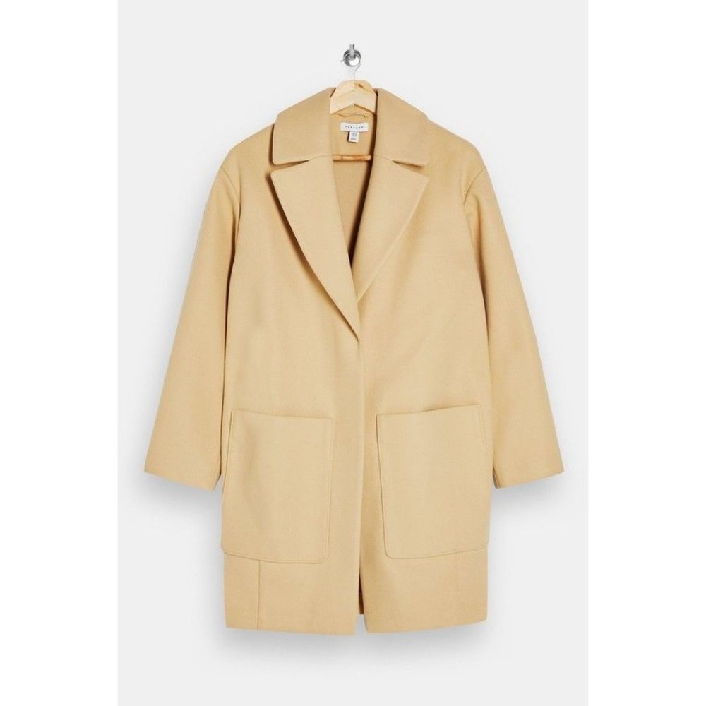 🆕 TOPSHOP Margo Oversized Buttermilk Coat Yellow Beige 2 - Picture 5 of 12